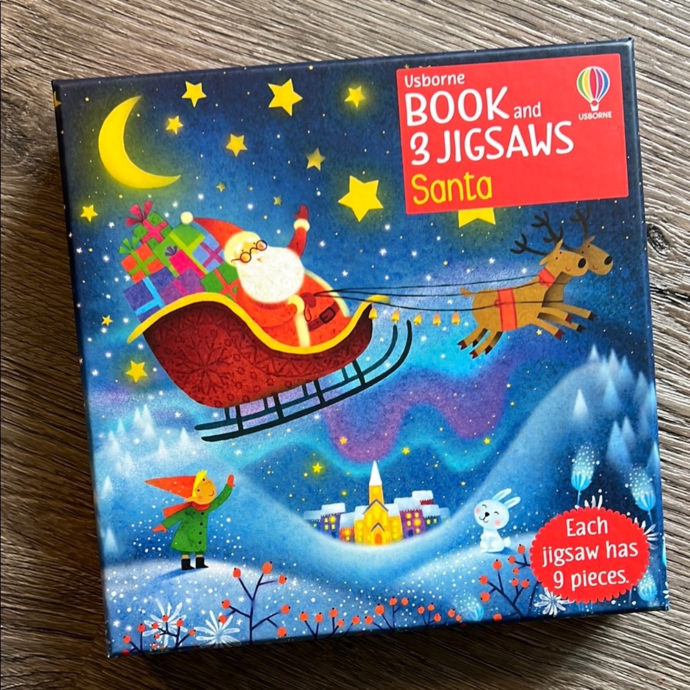 USBORNE Book & 3 JIGSAWS Santa pack, includes 3 jigsaws & a book about Santa 🎅